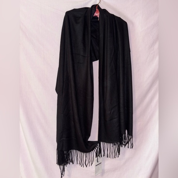 Chic Black Fringe Scarf for Women - Picture 1 of 5
